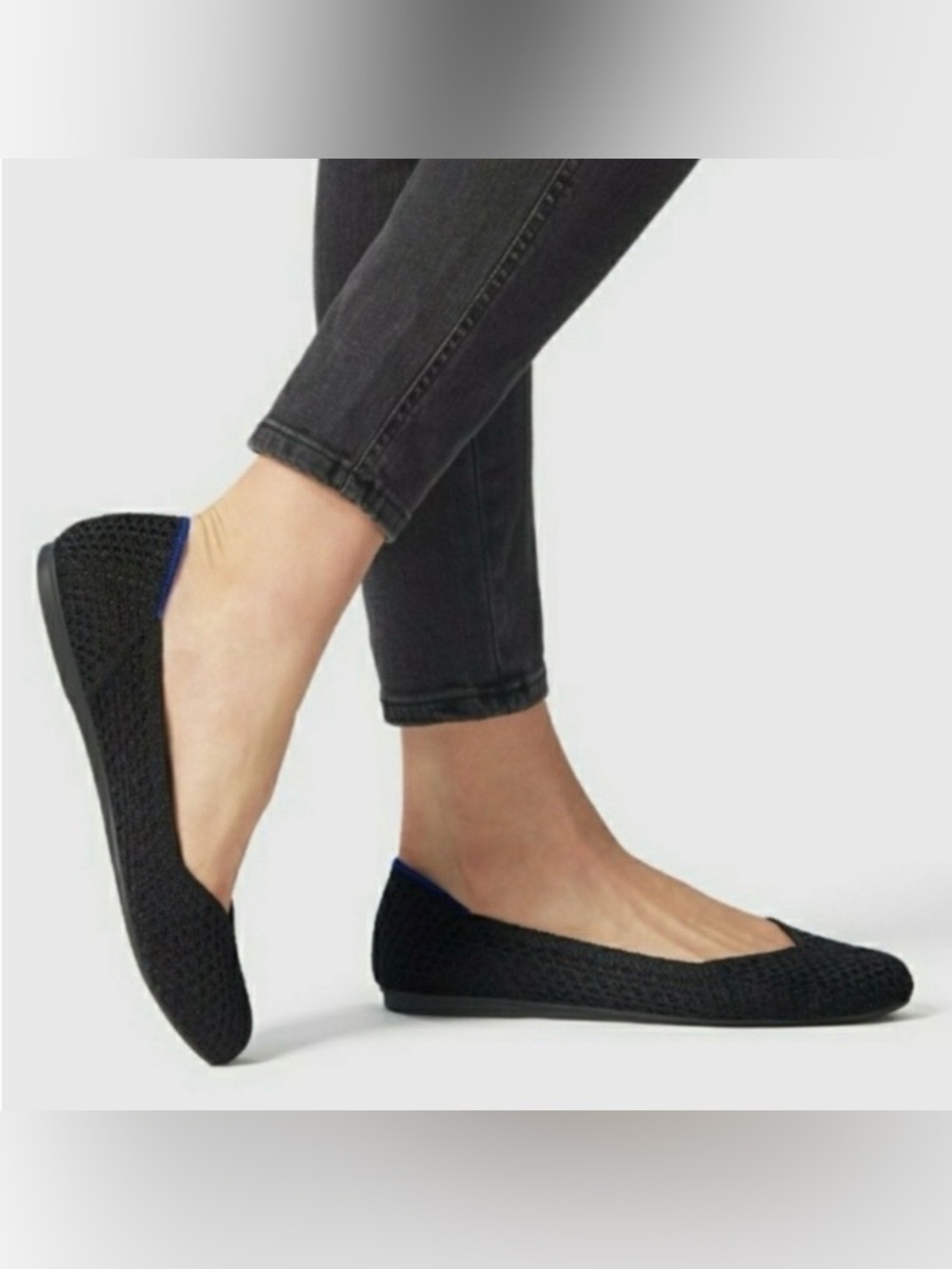 Rothy's Black Honeycomb Knit Round Toe Ballet Flats Size 6.5 (retired style)
